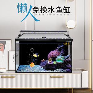 鱼缸超白生态客厅小型桌面背滤免换水造景龟缸水族箱带盖养鱼新手