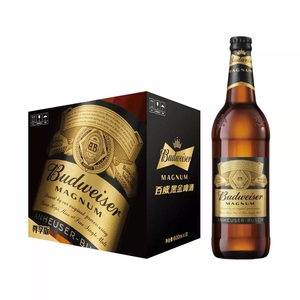 新鲜日期Budweiser/百威啤酒黑金美式拉格整箱高浓度600ml*12瓶