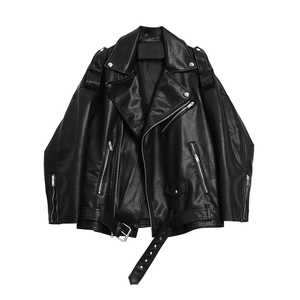 加肥加大码300斤黑色pu皮衣外套男女秋季复古高级设计感夹克上衣2