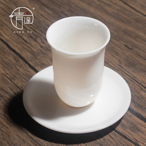 白瓷羊脂玉闻香杯配杯主人杯陶瓷高杯茶盏会客薄胎茶杯可定