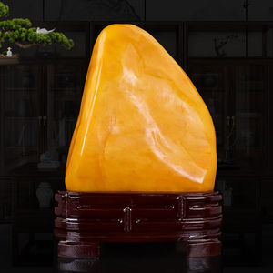 泰山天御阁黄蜡石原石摆件天然奇石客厅办公室内观赏石头工艺品黄