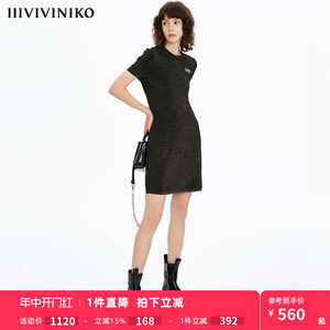 【设计师品牌】IIIVIVINIKO秋冬黑色超短针织连衣裙