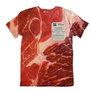 搞笑五花肉短袖男夏季个性恶搞3D蔬菜食物短t恤大码衣服半截袖衫
