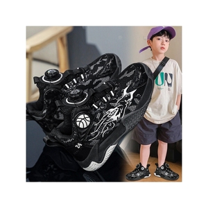 正品牌耐克官方男童鞋子夏秋新款儿童篮球鞋跑步中大童透气黑色运