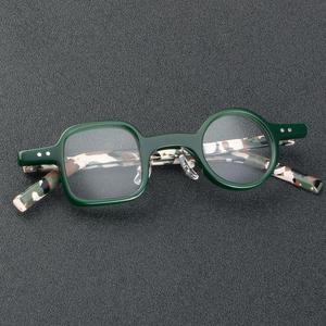 板材眼镜近视框一方配复古一圆唐尼镜架圆同款男个性绿色手工小潮