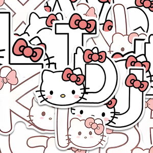 英文字母kitty猫贴纸可爱卡通贴画装饰diy手账手机壳墙面水杯防水