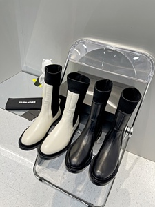 代购JIL SANDER/吉尔桑达女士圆头切尔西骑士靴毛线中筒靴