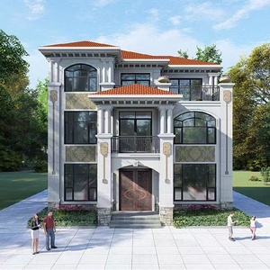 新款小洋楼三层新农村自建房欧式别墅设计图纸施工图现代中式