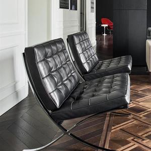 巴塞罗那沙发意大利设计师休闲椅躺椅黑色真皮单人椅办公室坐椅
