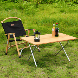 户外露营雪峰同款竹板长桌便携式折叠野餐桌铝合金速开折叠烧烤桌