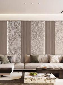 3D立体原木色木板木纹墙纸现代轻奢线条民宿客厅电视背景墙布壁纸