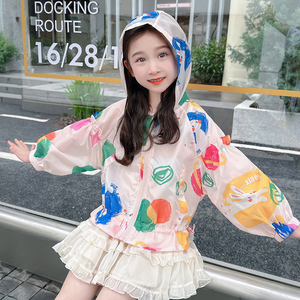 中小童夏季新款洋气卡通防晒服女宝宝时尚韩版太阳衣外套薄款外衣