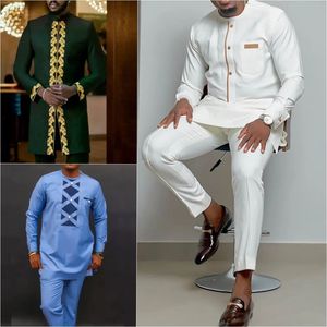 Kaftan Summer Men's Suit Round Neck Long-sleeved Top Pants A