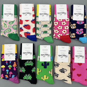 happysocks新款旗舰店女中筒袜瑞典潮牌HS纯棉百搭四季款外穿袜子