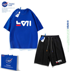 裴乐官网正品菲乐NASA男童夏季套装2024女童短袖t恤儿童运动装