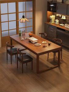 宜家北欧餐桌实木家用小户型现代简约长方形吃饭桌子客厅长条桌椅