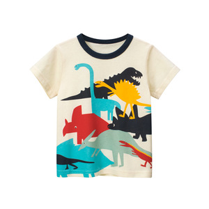 欧美童装夏季新款2024 男童短袖T恤儿童服装恐龙安阳童装儿童防晒
