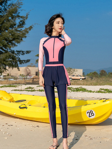 2023新款连体游泳衣女高级感长袖长裤全身防晒显瘦遮肚子冲浪服