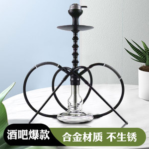 水烟全套酒吧KTV新款阿拉伯水烟壶筒夜场高档双四管合金壶SHISHA