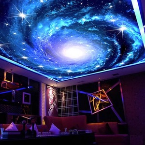 3D宇宙星空定制墙纸酒吧背景主题棚顶壁纸ktv闪光吊顶天花板墙布