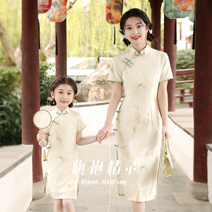 民国女童旗袍亲子装母女中式国风连衣裙儿童改良旗袍裙小女孩夏季