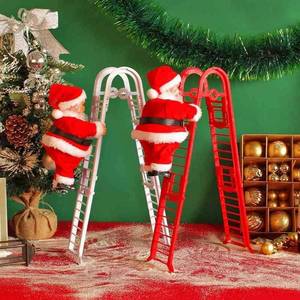 圣诞老人爬绳玩具电动爬梯子爬珠爬树儿童小礼物橱窗装饰布置摆件