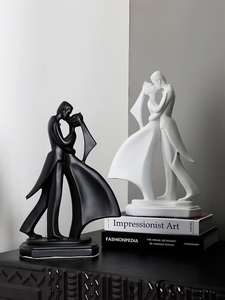 抽象艺术摆件桌面黑白舞者创意人物小众高级感家居简约现代装饰品