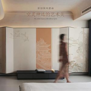 新中式墙纸刺绣浮雕壁布酒店背景墙饭店餐厅中国古风包间装修壁纸