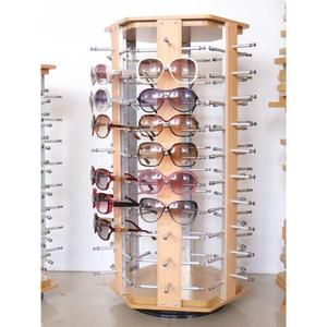 柜台式摆放太阳眼镜展示架旋转墨镜陈列架子道具木纹木质展架货架