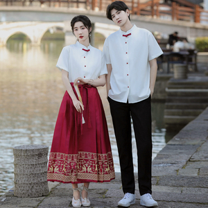 中国风初高中学生红歌合唱表演出服新中式马面裙诗歌朗诵班服套装
