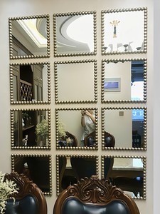 美式餐厅镜子墙欧式餐边镜客厅玄关背景墙法式壁挂组合墙面装饰镜