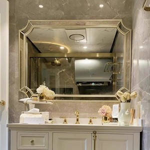 浴室镜子定制欧式复古化妆镜洗手间洗脸洗漱台镜挂墙卫生间法式镜