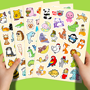 100贴卡通趣味小动物贴纸可爱呆萌儿童玩具DIY手账笔记本装饰贴画