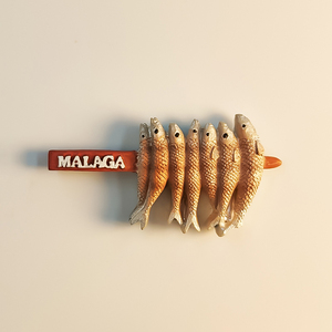 西班牙马拉加当地风味小吃烤鱼串旅游纪念品磁力冰箱贴收藏伴手礼