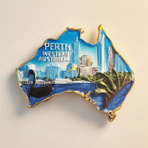 澳大利亚珀斯创意地图旅游纪念品手工彩绘家居装饰磁力冰箱贴礼物