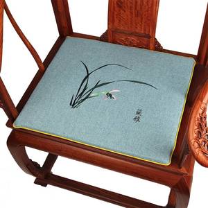 锦风中式餐椅垫刺绣兰花实木圈椅抱枕太师垫薄款防滑红木沙发坐垫