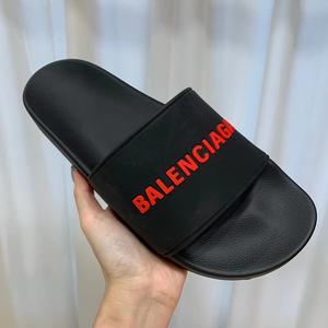 Balenciaga/巴黎世家 2023春夏黑色男士红色字母印花一字休闲拖鞋