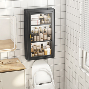 马桶上方置物架厕所多功能收纳柜子壁挂式免打孔卫生间放卫生纸柜