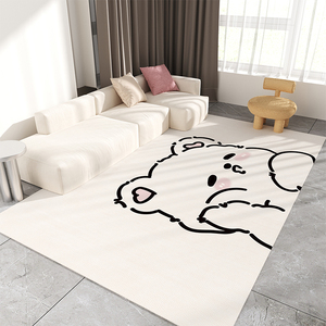 小兔子床边地毯卧室满铺长方形可爱床前毯公主房房间毛毯地垫羊绒