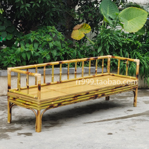 新中式竹制沙发客厅简约长椅排椅长凳椅子藤编双人三人椅卡座竹椅