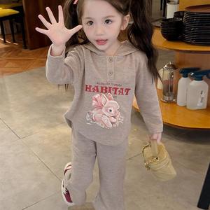 韩系女童春季套装2024新款韩版洋气时髦三岁儿童休闲春秋女宝宝两
