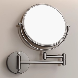 德国浴室可伸缩壁挂式化妆镜卫生间免打孔美容镜折叠酒店放大镜子
