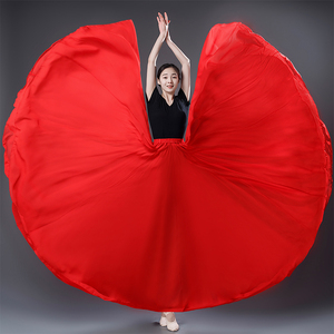 灯火里的中国舞蹈服雪纺裙新疆舞大红720美丽飘逸成人长裙子国风