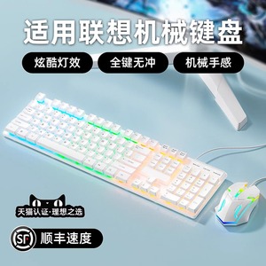 适用联想机械键盘鼠标套装有线静音台式笔记本电脑竞游戏女生办公