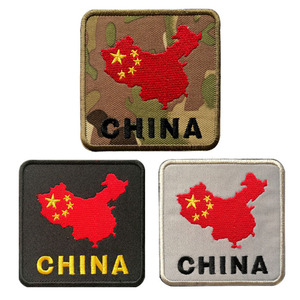 版图刺绣魔术贴臂章8*8方形布贴CHINA中国元素贴CP迷彩徽章布贴