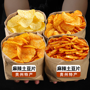 麻辣土豆片云南贵州特产陆良洋芋丝条薯片袋装香脆年货零食批发