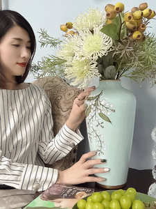 新中式陶瓷花瓶家居工艺品摆件客厅桌面手工瓷瓶现代花艺中式花器