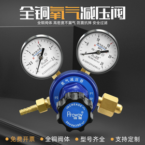 铂唯氧气减压阀YQY-12黄铜氧气压力表O2氧气钢瓶减压器医用调压表