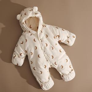 新生婴儿衣服冬装连体衣棉袄初生宝宝外出包脚加绒加厚棉服抱抱衣