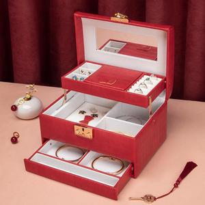 带锁首饰盒公主欧式韩国木质收纳盒手饰品盒化妆珠宝盒礼物女